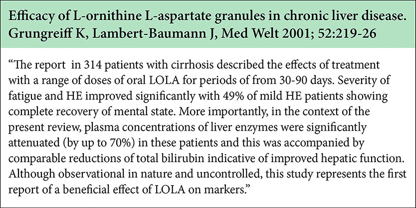 Efficacy of L-Ornithine L-Aspartate granules in chronic liver disease;  MEd Welt 2001