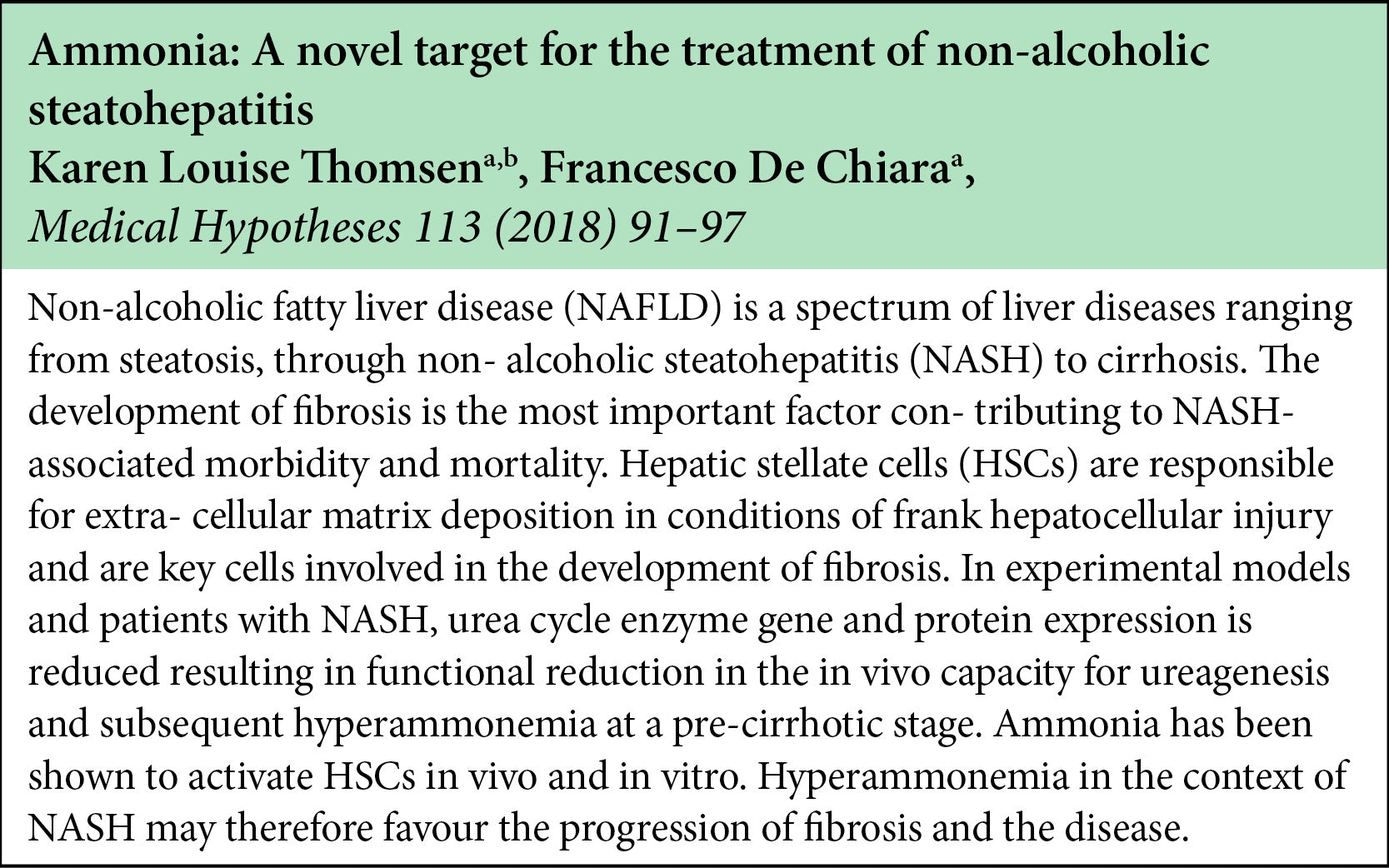 Clinical trial titled:  Ammonia:  A novel target for the treatment of non-alcoholic steatohepatitis.  Published in Medical Hypotheses 2018