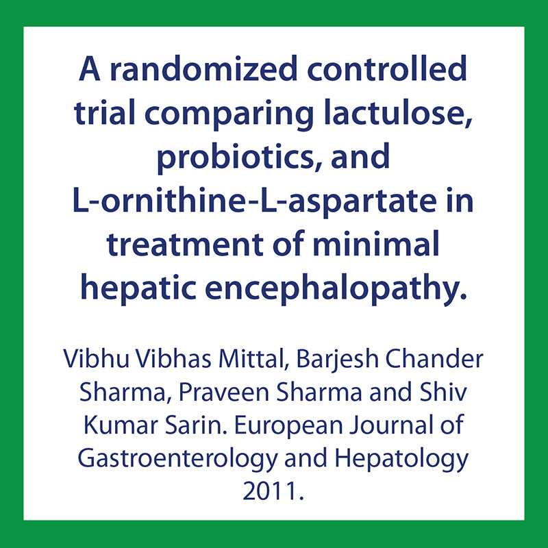 A randomized controlled trial comparing lactulose, probiotics and L-Ornithine L-Aspartate in treatment of minimal hepatic encephalopathy.  European Journal of Gastroenterology and Hepatology 2011